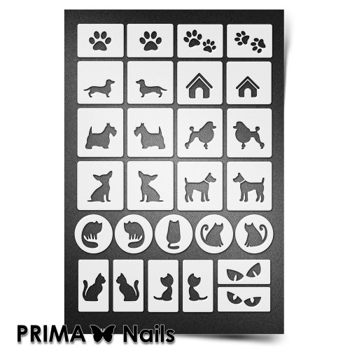 Трафарет для ногтей Prima Nails Мини Кошки против собак