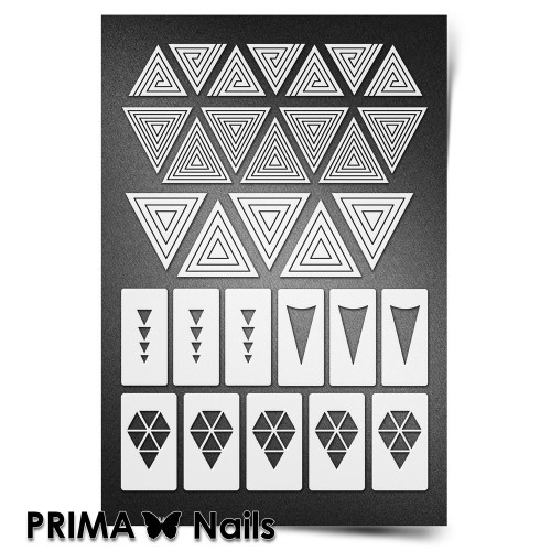 Трафарет для ногтей Prima Nails Мини Геометрия Треугольники